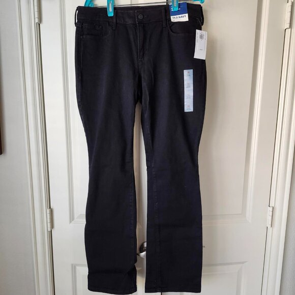 2 Pair Old Navy Kicker Boot Cut Jeans - Blue and Black - Size 12 - NWT - Picture 1 of 9